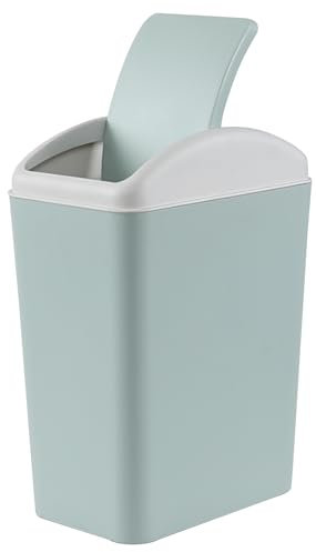 Xeabia 20 L Swing Top Trash Bin, Plastic Trash Can with Swing Lid, Blue
