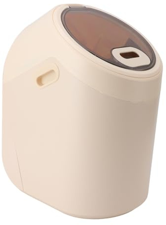Aramox Large Plastic Sealed Rice Dispenser Bin, 12.5KG Rice Container Bucket with Measuring Cup for Kitchen Dry Food Pet Food Storage, Wear Proof (Cream)