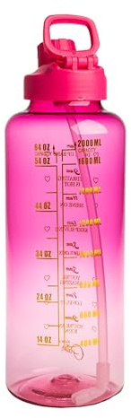 Paris Hilton – Motivations-Trinkflasche 2,0 Liter in pink– Inspirierende Sprüche, Auslaufsicher, Ideal für Sport und Alltag, Kunststoff, 115x10x32 mm