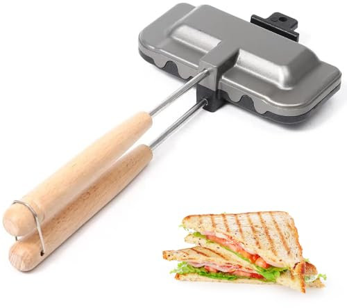 OnePine Toasted Sandwich Maker Double, Camping Toastie Maker with Heat-Resistant Handle, Breakfast Sandwich Maker, Multifunction Pancake Pan Non Stick for Home Outdoors Cooking