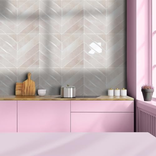 Alwayspon 3D-Vinyl-Wandfliesen-Aufkleber, dick, abziehen und aufkleben, selbstklebend, wasserdicht, Spritzschutz, zum Aufkleben, für Küche, Badezimmer, Wand, Rosa, 29 x 23 cm, 10 Bögen