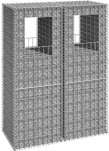 Somanki Gabionensäulen 2 STK Gabionen Säule, Gabionen Zaun, Gabionen Pfosten, Gartenzäune Für Den Außenbereich, 50x50x140 cm Eisen