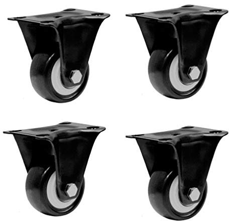 Ruedas de ricino Ruedas de ricino Juego de 4 ruedas giratorias de lanzador, muebles de castores-poliuretano, negro, placas superiores de 360 ​​° de servicio pesado, rodamientos dobles, resistente al d