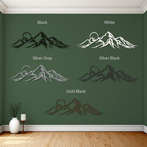 Wandkunst, Motiv: Berge mit Mond, aus Stahl, Naturlandschaft, Metall, Wanddekoration (S)