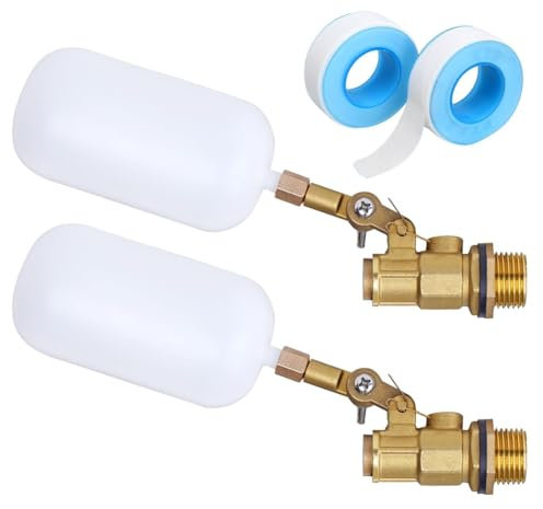 Mauedest 2 Pack Water Float Valve 1/2 Inch, Brass Float Ball Float with Adjustable Arm, Automatic Fill and Control Water Level