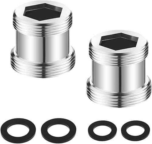 2 Stück Wasserhahn Adapter M20 auf M22, Gewindeadapter für Außengewinde M20 und M22 mit Gummidichtung Messing für Luftsprudler und Waschbecken