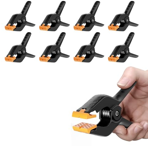 EMART 8 Pack Klemmzwingen 4,5 Zoll/11,4cm Federzwinge Set Klammern Groß | Verstellbar Leimzwingen, Hintergrund Klammer, Greenscreen Klemmkraft, Fotostudios, Hintergründe