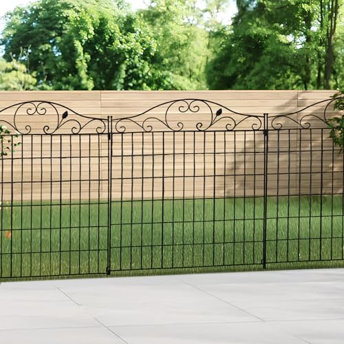The Fellie Metal Garden Fence 94 L*144 H CM, Outdoor Landscape Decorative Fence Border for Backyard/Patio, 5 Packs Rustproof Garden Screening Fence Panel Animal Barrier