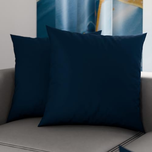 PETTI Artigiani Italiani - Par de Fundas de Almohada 50x50 cm, Pareja de Funda de Cojín Lisas Azul Noche, 100% Microfibra Hipoalergénica, Made in Italy
