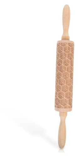 Healifty Rouleau à Pâtisserie Imprimé Quadrillé 5x35 Cm en Bois De Hêtre, Rouleau d'impression Pratique pour Biscuits Et Boulettes, Outil Cuisine Domestique pour Pâtisserie Et Artisanat