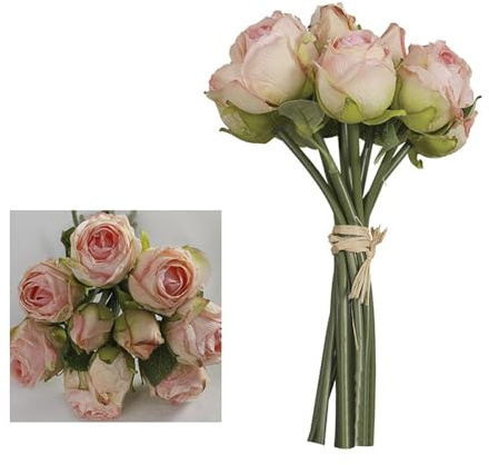 Künstlicher Rosenstrauß, Seidenrosen, einzelner Stiel, realistischer Kunstrosenstrauß für Hochzeit, Braut, Garten, Dekoration, Rosa, 28 cm