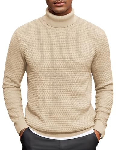 COOFANDY SuéTer Cuello Alto para Hombre Punto Sweater Invierno Pullover Fino Pulli