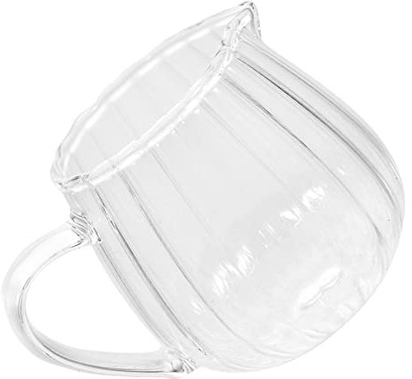 HEALLILY Jarra pequeña de cristal para crema, jarra de café de vidrio con boquilla creativa para leche y salsas, fácil de limpiar para barras de café y uso decorativo