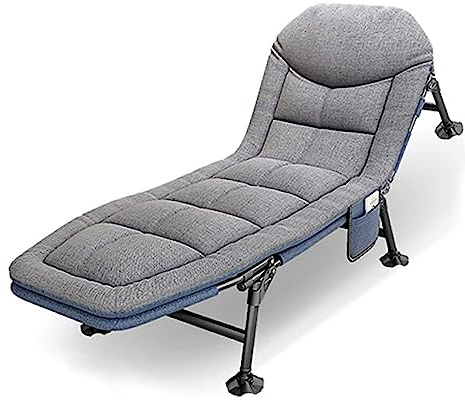 Lettino da campeggio per adulti con materasso, letto pieghevole portatile resistente per viaggi, esterni, uso interno, design robusto per pesca e ufficio