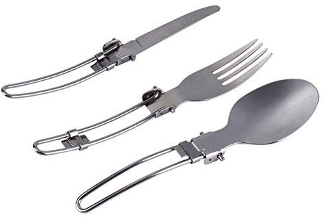 UPALDHOU Ultra-portierbares Camping-Besteckset mit Premium-Edelstahl, Komplettem Esset Im Freien, Einfach zu Reinigen, Inbegriffen Aufbewahrungstasche, Tragbares Fold-Gabel-Löffelmesser für