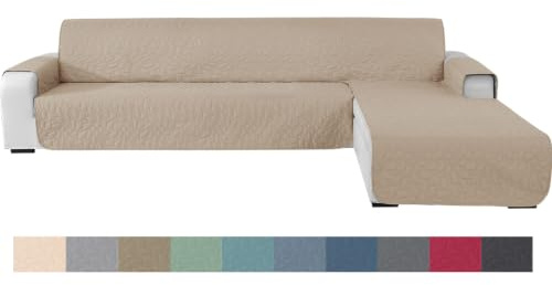 Ystyle Funda Sofa Chaise Long 2 Plazas, Funda Sofa Chaise Longue, Cubre Sofa Chaise Longue Impermeable, Funda Sofa L, Funda De Sofa Chaise Longue Ajustables, Funda Cheslong (210cm, Beige)
