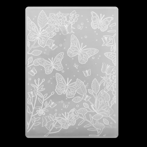 3D Embossing Folders, 3D Butterflies Embossing Folders, Textured Butterfly Embossed Template, Butterfly Background Embossing-Stencil, Plastic Template Folder for Card Making, Scrapbooking, Paper Craft