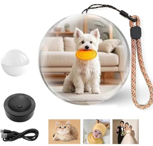 Générique Lecteur Vidéo Boule de Cristal, Album Photo Numérique à Ultrasons 3D, Memory Orb, Lampe Sphère à Mémoire de Forme de 7cm, Vidéos et Photos Téléchargeables, Souvenir de Moments,Blanc