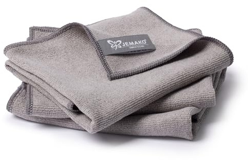 Jemako Profituch Plus S, 3er Pack, Mikrofaser Reinigungstücher, Polyester-Mischung, 45x40 cm, Rechteckig, Waffelmuster, für Haushalt, Fenster & Auto (Grau)