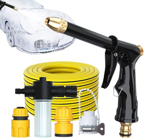 a presión portátil - Potente Herramienta de Limpieza Manual para Autos | Para Usuarios Domésticos y Comerciales en Patios, Caminos - para aceras, patios, caminos, puertas, bancos, muebles, bicicletas,