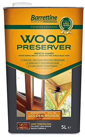 2 x 5L Wood Preserver Golden Brown Barrettine Premier Wood Preserver Stain Treatment Protection Exterior