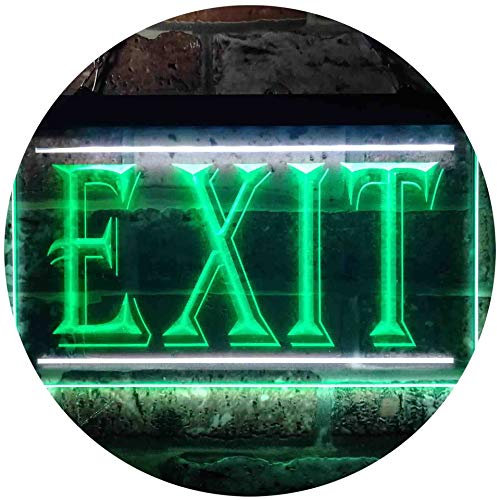 ADVPRO Exit Illuminated Dual Color LED Barlicht Neonlicht Lichtwerbung Neon Sign Weiß & Grün 400 x 300mm st6s43-i0218-wg