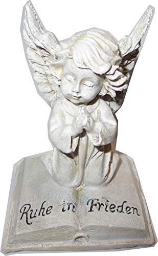 Without Label Grabengel/Engel/Trauerengel kniend auf einem Buch mit dem Spruch Ruhe in Frieden
