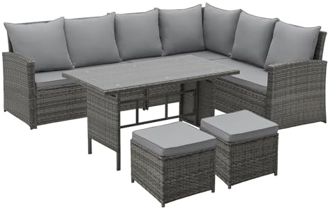 SVITA Monroe Garten-Lounge Set Polyrattan Lounge-Möbel Sitzgruppe Grau