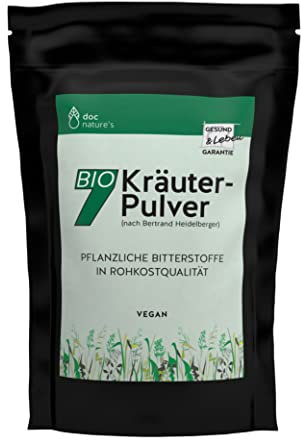 doc nature's Bio-7-Kräuterpulver 150g Nachfüllbeutel | nach Bertrand Heidelberger | Pflanzliche Bitterstoffe in Rohkostqualität | vegan | doc phytolabor | früher Gesund & Leben