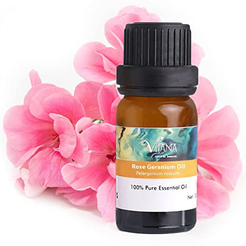 Rose Geranium Essential Oil 10ml by Vilana | 100% Pure Essential Oil for Diffuser | Vegan Aromatherapy Oil with Relaxing, Balancing and Astringent Properties | Suitable for Inhalations, Bath & Massage