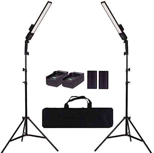 GSKAIWEN LED Video Light Battery Powered Photography Light Portable Handheld Wand, Dimmable 2800-5500K Photo Studio Light Kit with NP-970 Li-ion Battery and Stand for Portrait, YouTube, Outdoor Video