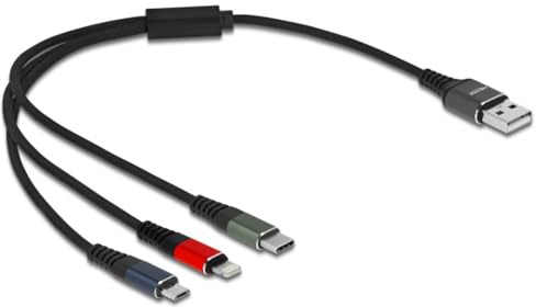 Delock USB Ladekabel 3 in 1 für Lightning/MicroUSB/Type-C 30 cm 3-farbig