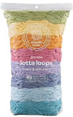 Friendly Loom Quality Cotton Weaving Loops in Botanical Inspired Colors – 10” PRO Size | Makes 6 Colorful Potholders | DIY Craft Refill Lotta Loops for Kids & Adults