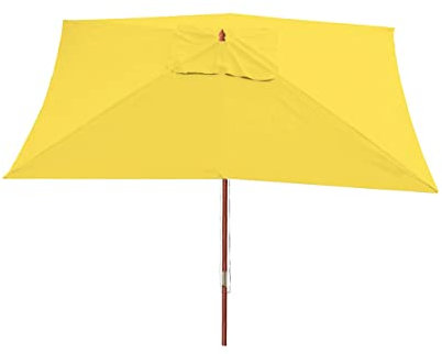 Mendler Sonnenschirm Florida, Gartenschirm Marktschirm, 3x4m Polyester/Holz 6kg - gelb