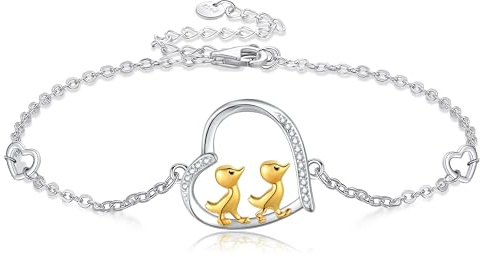 JERWLI ankarmband i sterlingsilver, anka länkarmband, söta anka smycken, presenter till kvinnor och flickor, Sterlingsilver, Inte känd