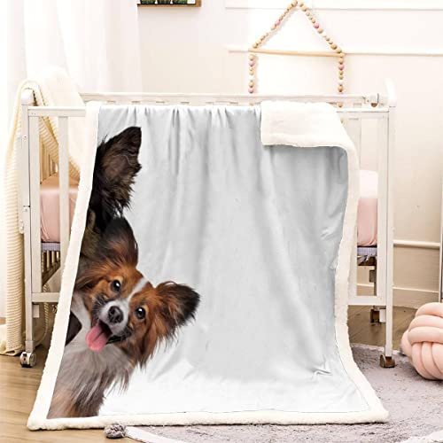 RLYXGS Couverture Polaire Epaisse Hiver Chiot pour Bebe Enfant 3D Chien De Compagnie Plaid Canape Chaud Doux en Flanelle Jeté de Canapé pour Couvre lit 2 Personnes pour Fille Garcon 100x130