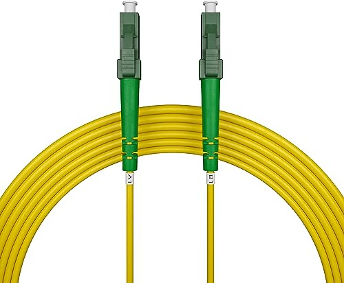 nexinex - 15m Glasfaserkabel LC/APC auf LC/APC Patchkabel | Kompatibel mit Telekom, Vodafone, 1&1, Fritzbox, etc. | LWL Simplex Singlemode OS2 FTTH Glasfaser Lichtwellenleiter Kabel