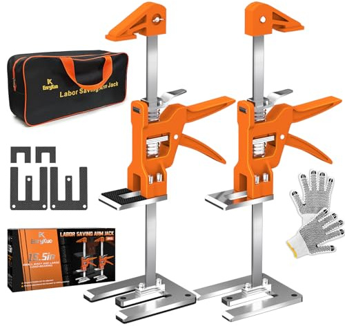 [Upgrade] Labor Saving Arm Jack 2 Pack,15.5 Inch Stainless Steel Furniture Lifts with Handbag,Hand Furniture Jack Lifter Tool for Installing Cabinets,Flooring&Windows,Load 440LBS