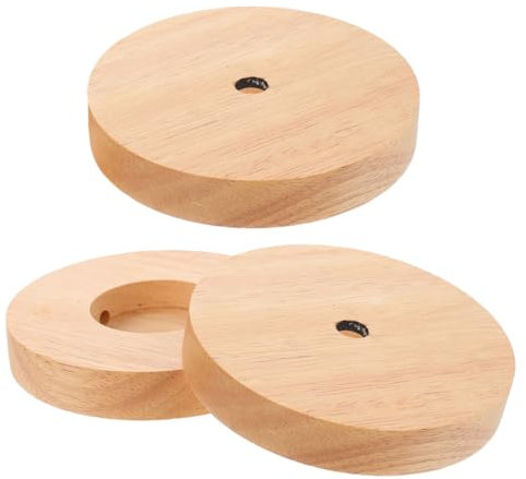 Veemoon 3St Zubehör für Tischlampensockel LED-Lichtanzeige aus Holz runder Holzsockel kristalltischlampen runder Tischlampensockel kleiner Lampenfuß Schreibtischlampe Nachtlicht Base
