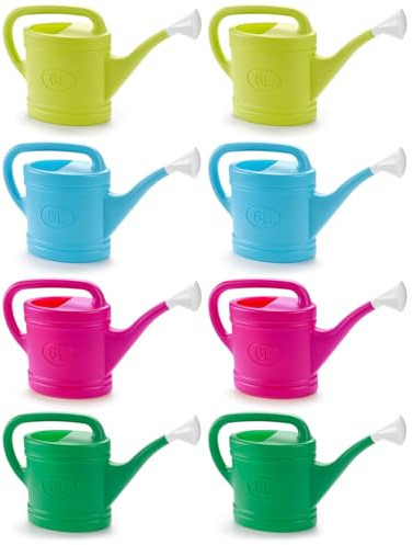 Tradineur - Confezione da 8 Annaffiatoi in plastica, capacità 6 litri, utensili da giardinaggio, irrigazione, casa, balcone, terrazza, patio, colore casuale