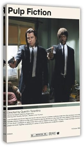 OGTDA Pulp Fiction Poster – Quentin Tarantino, minimalistisches Filmposter, Leinwandposter, Wandkunst, Dekordruck, Bild Gemälde für Wohnzimmer, Schlafzimmer, Dekoration, Rahmen-Stil, 40 x 60 cm
