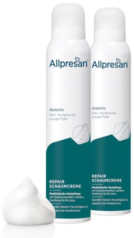 Allpresan diabetic intensiv + Repair skumkräm med urea – med diabetes mellitus – för mycket torr till sprucken fothud – 200 ml (2-pack)