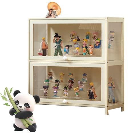 Ddasam Glasvitrine,sammlervitrine Vitrinenschrank, Glasvitrine Stehend, Curio-SchräNke, Flügeltürdesign, Vitrine für Büros, Schlafzimmer, Wohnzimmer73×70×33cm,Vitrine mit 2 Fächern