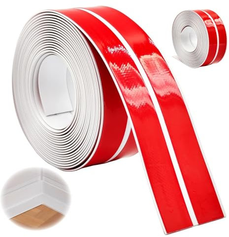 Tkxjry Ruban Adhésif Blanc Cuisine, 6cm*3m Plinthe Souple Autoadhésive, Ruban Joint Plan De Travail Cuisine, Bande De Calfeutrage Imperméable Et Adhésive Pour Cuisine, Salle De Bain, Toilettes