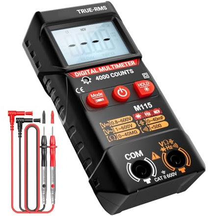 Automatic Multimeter | 4000 Counts High Precision Auto Multimeter - Intelligent Multimeter Voltage Tester, Backlit Digital Display, Data Hold, Low-Battery Prompt