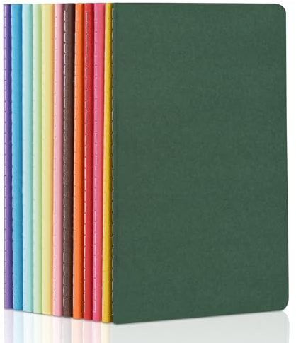 ZCZN 12 Pack Colorful Blank Notebooks Bulk, A5 Journals with 12 Colors, 60 Pages/30 Sheets, 8.3x5.5 Inch, Plain Paper, Travel Writing Journal Notebooks for Work & School