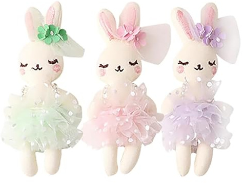 GALPADA Bunny Plush 3pcs Rabbit Doll Stuffed Animal Toys Ballerina Soft Mini Plush Rabbits for Boys and Girls Crafts Making Clothing Supplies