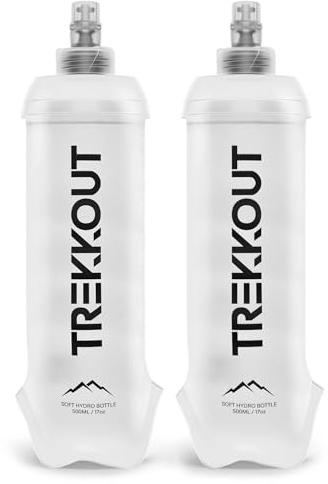 TREKKOUT Soft Flask Lot de 2 bouteilles d'eau de course à pied pliables de 500 ml - Bouteille d'eau douce pour randonnée, cyclisme, marathon - Sans BPA et légère