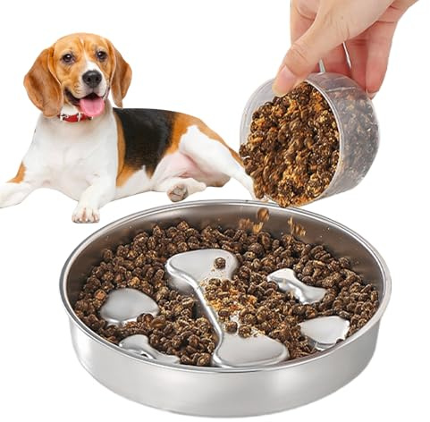 Hund Slow Feeder - Edelstahl Anti-Verschlucken Napf Für Schnellfresser | Antirutsch Schüssel Zur Blähungsvorbeugung & Erziehung Für Welpen & Schnellfresser