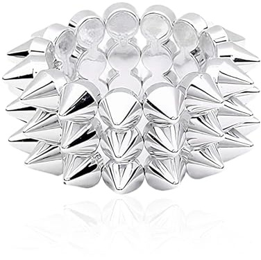 72ore Rivet Spikes Bracelet for Men and Women Silver-Color Edgy Rivet Cuff Bracelet Punk Style Dressing and Accessories Jewelry Trendy Gifts